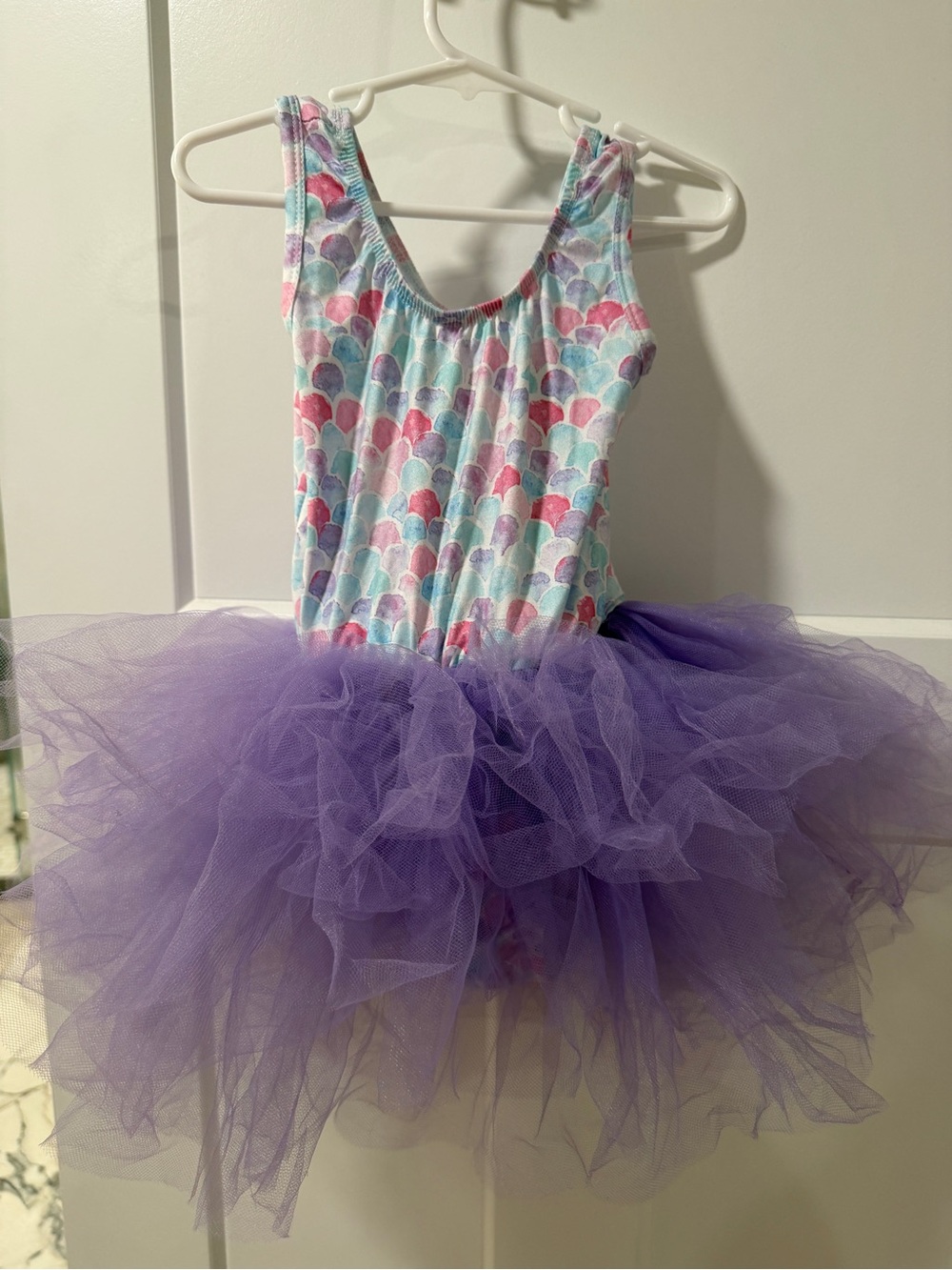 Purple Tulle Mermaid-Print Dance Tutu Dress for Kids